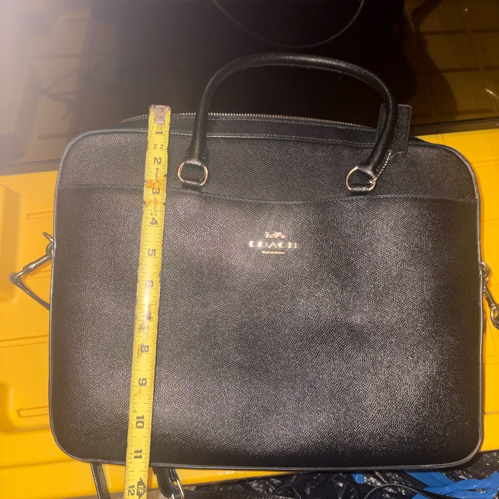 Coach Black Leather Laptop bag with Gold Accents - Picture 4 of 5